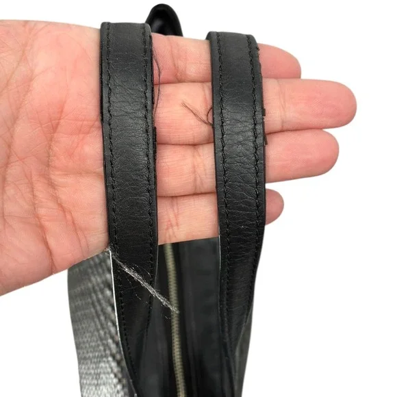 Coach F31285 Black Woven Leather Tote Shoulder Bag Zip Top Classic Everyday - Picture 13 of 13